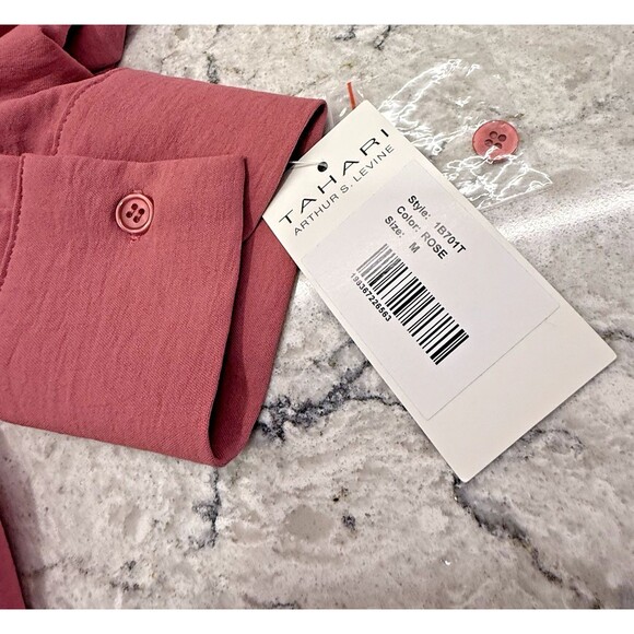 NWT Tahari Shirt Dress Women M Rose Pink Collared Long Sleeve Button Casual - Picture 9 of 12